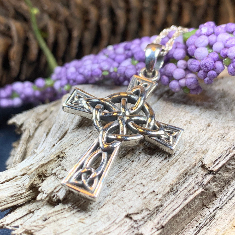 Celtic Cross Necklace, Irish Jewelry, Celtic Jewelry, Quaternary Knot Pendant, Scotland Jewelry, First Communion Gift, Confirmation Gift