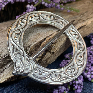 Celtic Brooch, Scotland Jewelry, Celtic Jewelry, Anniversary Gift, Outlander Jewelry, Flower Pin, Penannular Brooch, Irish Pin, Pewter Pin
