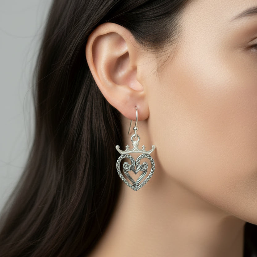Lady of Skye Scottish Luckenbooth Earrings in Sterling Silver — view 2