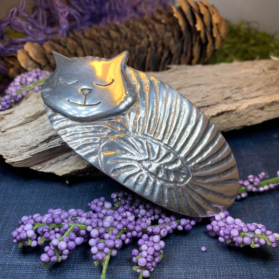 Cuddly Cat Hair Clip, Celtic Barrette, Irish Jewelry, Pagan Jewelry, Friendship Gift, Wiccan Jewelry, Cat Jewelry, Animal Barrette