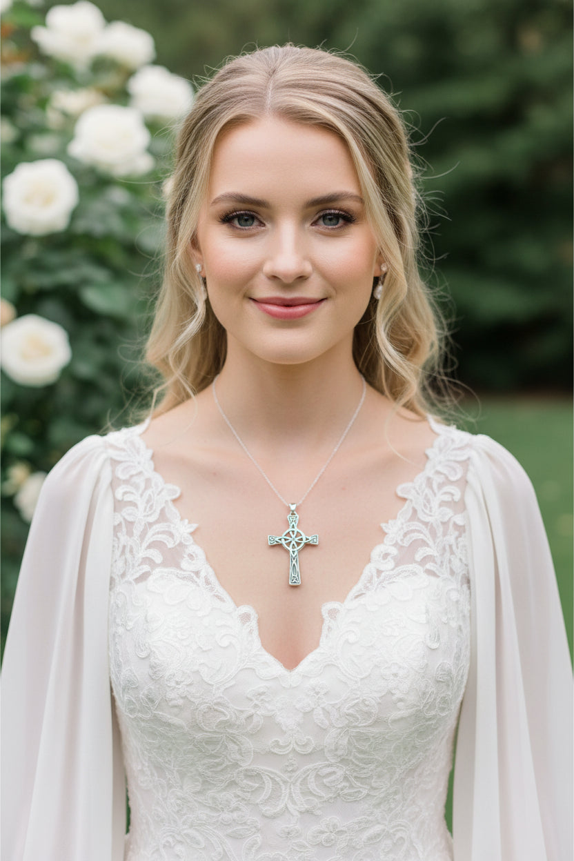Celtic Cross Necklace, Irish Jewelry, Large Celtic Cross Pendant, First Communion Gift, Confirmation Cross Gift, Religious Jewelry, Dad Gift