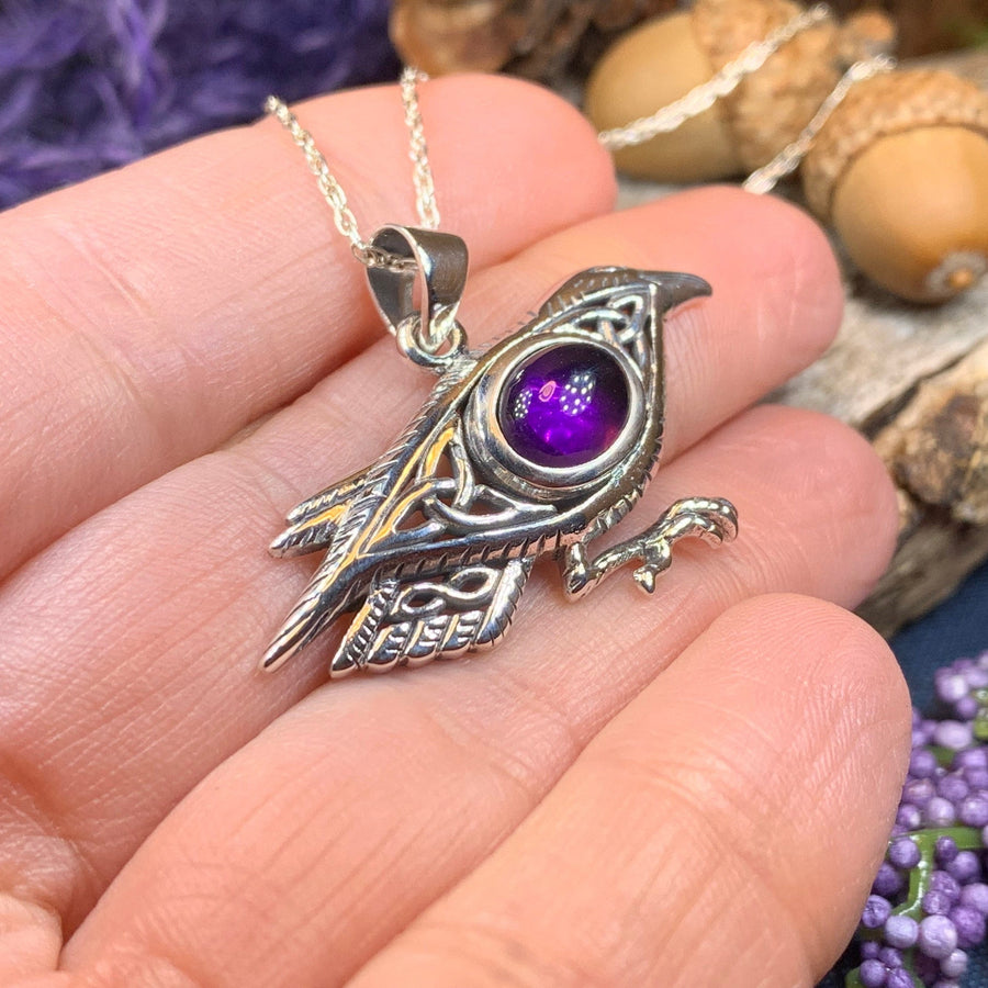 Raven Necklace, Wiccan Jewelry, Crow Pendant, Black Bird Pendant, Bird Jewelry, Pagan Jewelry, Nature Lover, Poe Jewelry, Gothic Necklace