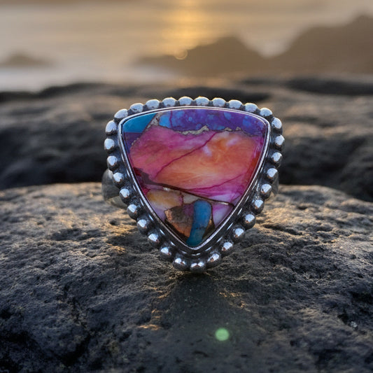 Celtic Mystic Ring, Turquoise Jewelry, Celtic Ring, Purple Jewelry, Celtic Jewelry, Anniversary Gift, Wiccan Jewelry, Spiny Oyster Turquoise