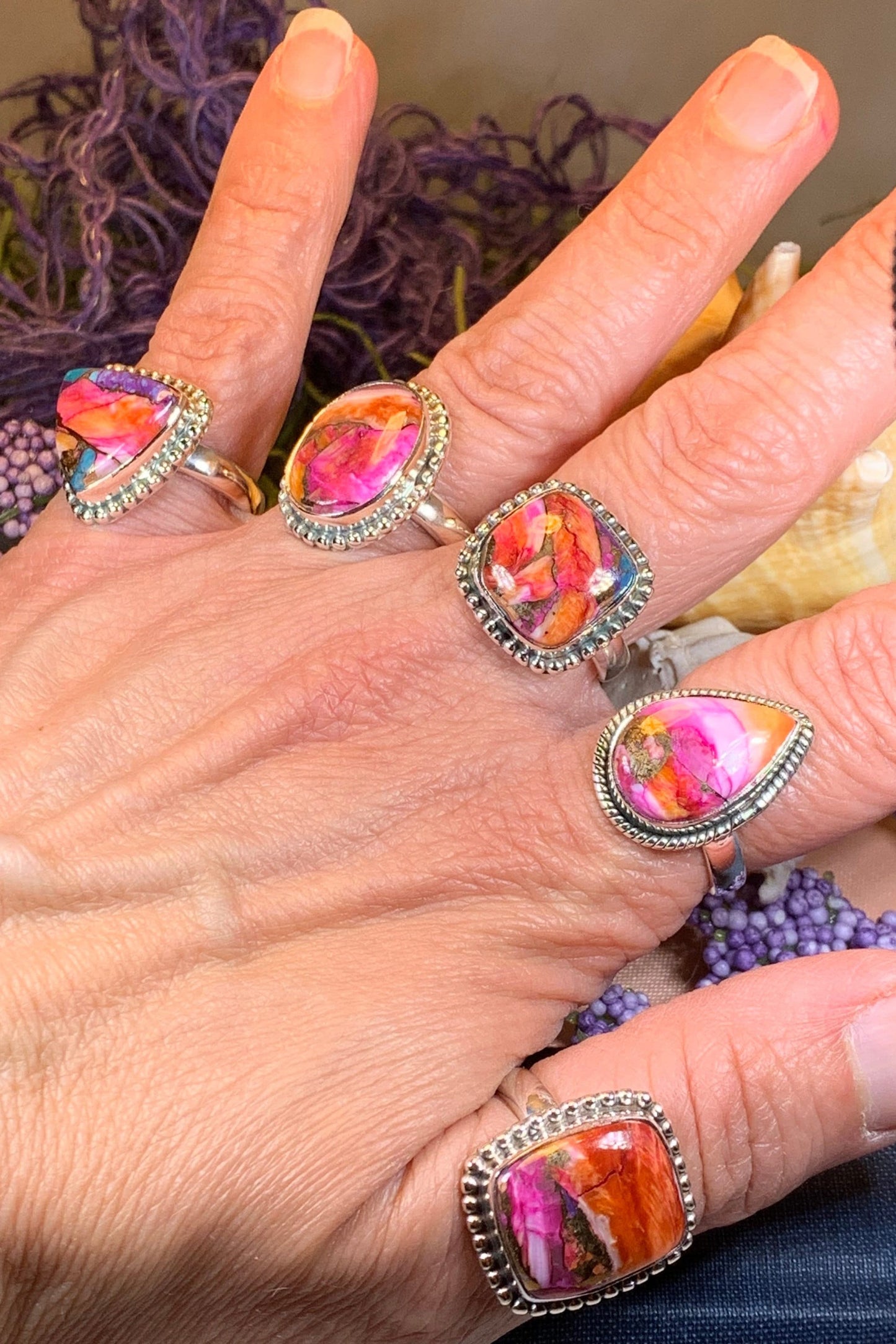 Celtic Mystic Ring, Turquoise Jewelry, Celtic Ring, Purple Jewelry, Celtic Jewelry, Anniversary Gift, Wiccan Jewelry, Spiny Oyster Turquoise