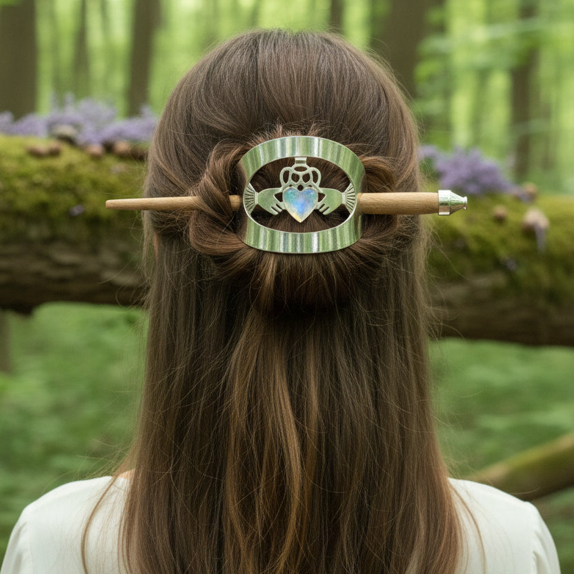 Claddagh Hair Slide, Celtic Barrette, Irish Jewelry, Claddagh Hair Clip, Celtic Bun Holder, Celtic Knot Clip, Shawl Pin, Irish Dance Gift