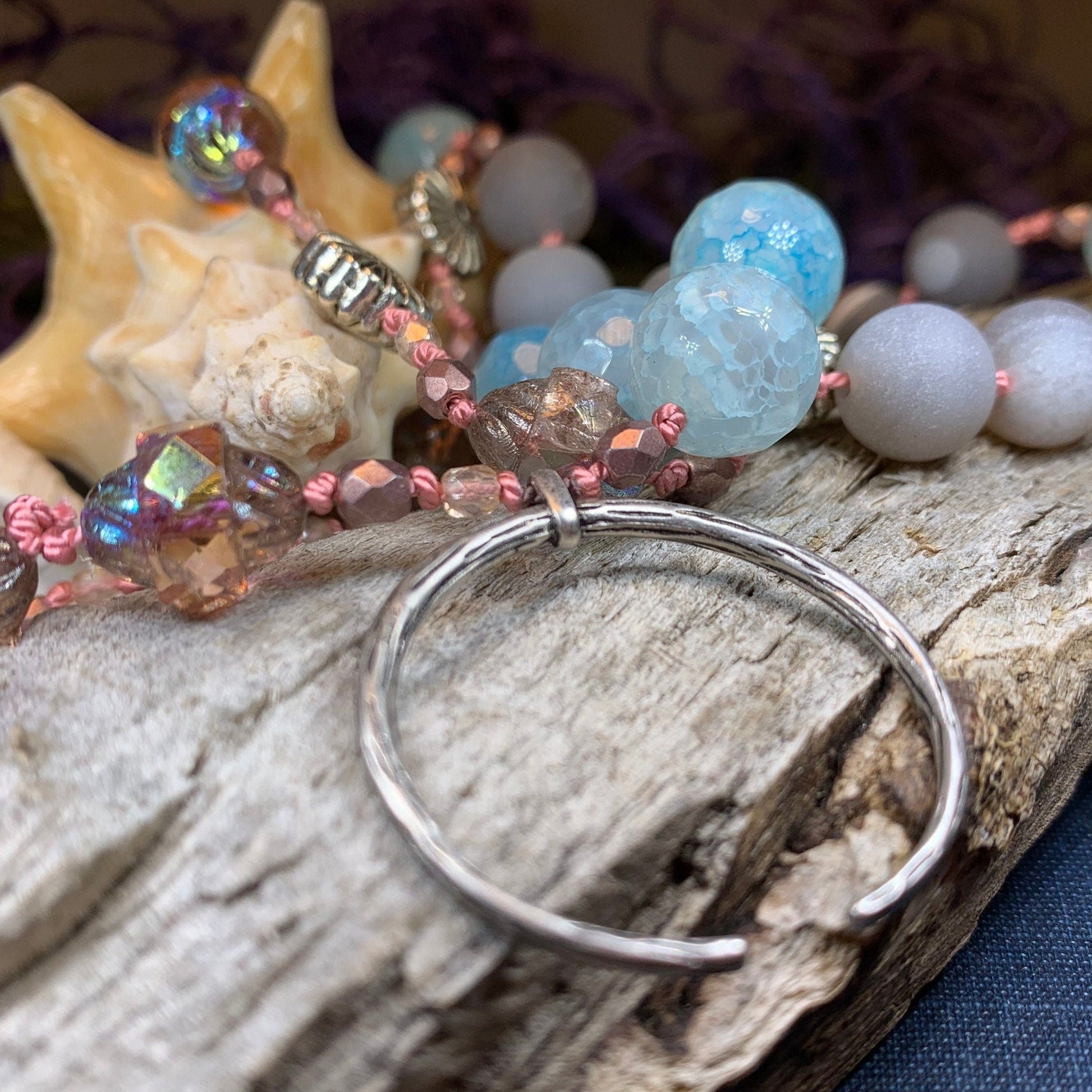 Starfire Moonflower Long Necklace, Hand Knotted Necklace, Handmade Mala Necklace, Boho Necklace, Yoga Jewelry, Art Deco Necklace, Mom Gift