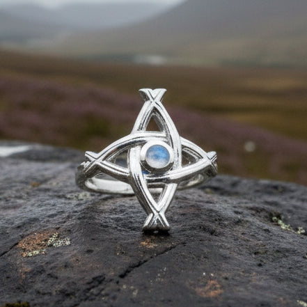 Saint Brigid's Cross Ring, Irish Ring, Celtic Cross Ring, Boho Ring, Ireland Jewelry, Celtic Jewelry, Wiccan Ring, Boho Moonstone Ring