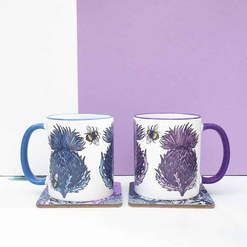 Load image into Gallery viewer, Thistle Mug, Scotland Gift, Scottish Mug, Ceramic Mug, Thistle Lover Gift, Outlander Gift, Coffee Mug Gift, Mom Gift, Dad Gift, Wife Gift
