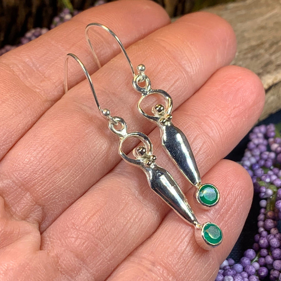 Goddess Earrings, Moon Jewelry, Goddess Jewelry, Celtic Jewelry, Chalcedony Jewelry, Anniversary Gift, Irish Gift, Silver Dangle Earrings