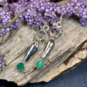 Goddess Earrings, Moon Jewelry, Goddess Jewelry, Celtic Jewelry, Chalcedony Jewelry, Anniversary Gift, Irish Gift, Silver Dangle Earrings