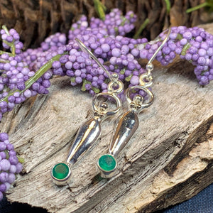 Goddess Earrings, Moon Jewelry, Goddess Jewelry, Celtic Jewelry, Chalcedony Jewelry, Anniversary Gift, Irish Gift, Silver Dangle Earrings