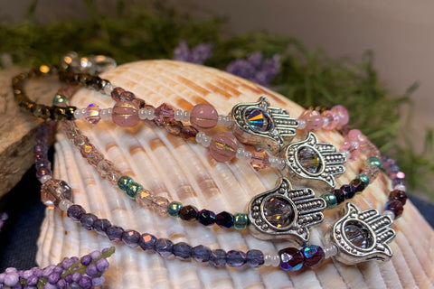 Load image into Gallery viewer, Hamsa Hand Ankle Bracelet, Crystal Ankle Bracelet, Crystal Anklet, Summer Jewelry, Beach Jewelry, Swarovski Crystal Bracelet, Boho Anklet
