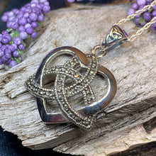Load image into Gallery viewer, Love Knot Necklace, Celtic Jewelry, Irish Jewelry, Celtic Knot Necklace, Anniversary Gift, Scotland Jewelry, Heart Jewelry, Ireland Gift
