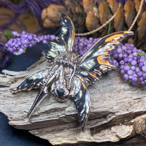 Load image into Gallery viewer, Fairy Necklace, Celtic Jewelry, Elven Jewelry, Butterfly Necklace, Anniversary Gift, Irish Jewelry, Pixie Jewelry, Wife Gift, Fantasy Gift
