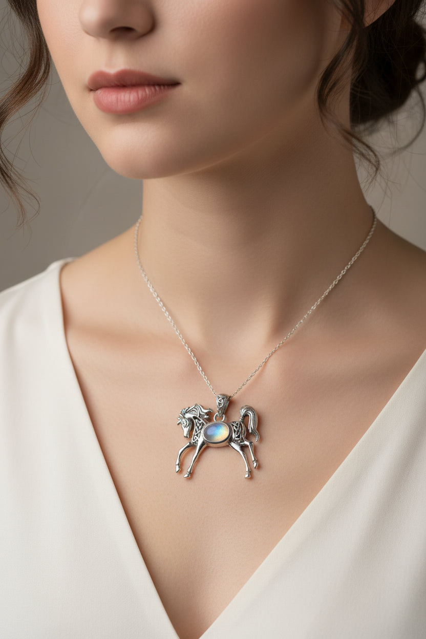 Horse Necklace, Celtic Jewelry, Equestrian Jewelry, Animal Jewelry, Nature Jewelry, Gift for Her, Ireland Jewelry, Celtic Knot Necklace