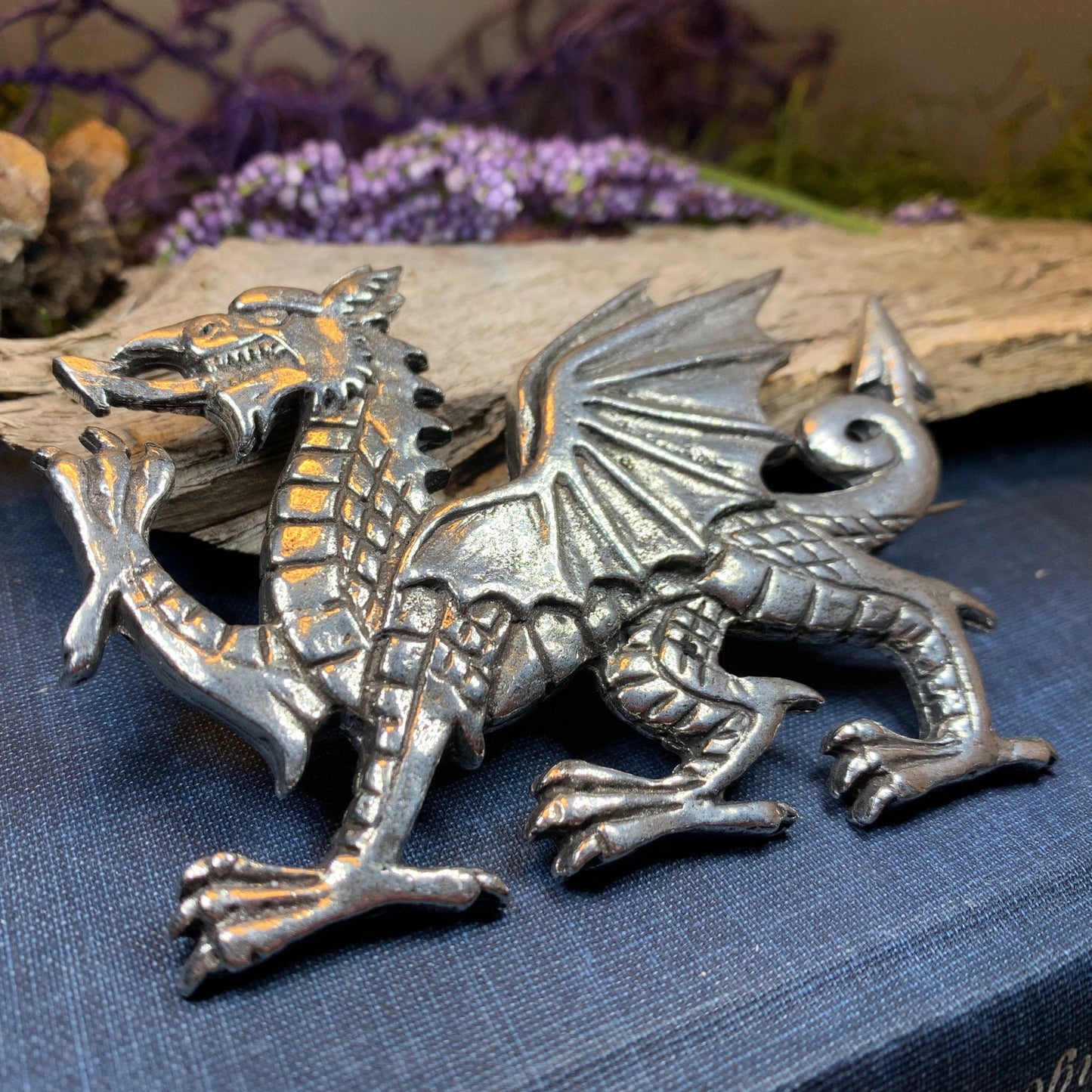 Welsh Dragon Brooch, Wales Jewelry, Extra Large Celtic Pin, Grooms Gift, Father's Day Gift, Celtic Pin, Pagan Brooch, Plaid Pin, Tartan Pin