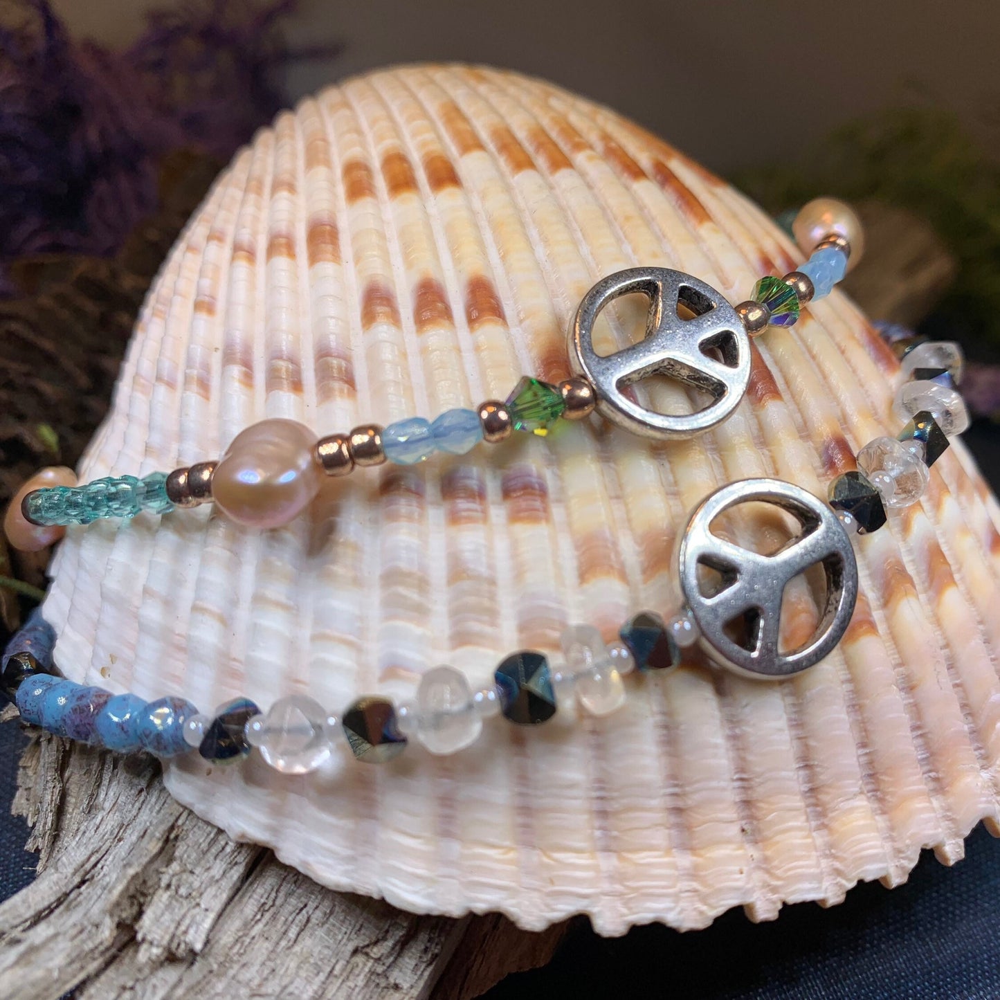 Peace Sign Ankle Bracelet, Crystal Ankle Bracelet, Crystal Anklet, Summer Jewelry, Beach Jewelry, Swarovski Crystal Bracelet, Boho Anklet