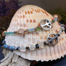 Load image into Gallery viewer, Peace Sign Ankle Bracelet, Crystal Ankle Bracelet, Crystal Anklet, Summer Jewelry, Beach Jewelry, Swarovski Crystal Bracelet, Boho Anklet
