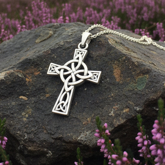 Celtic Cross Necklace, Irish Jewelry, Celtic Jewelry, Quaternary Knot Pendant, Scotland Jewelry, First Communion Gift, Confirmation Gift