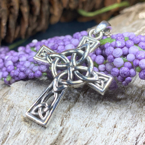 Celtic Cross Necklace, Irish Jewelry, Celtic Jewelry, Quaternary Knot Pendant, Scotland Jewelry, First Communion Gift, Confirmation Gift