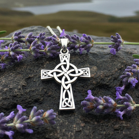 Celtic Cross Necklace, Irish Jewelry, Celtic Jewelry, Quaternary Knot Pendant, Scotland Jewelry, First Communion Gift, Confirmation Gift