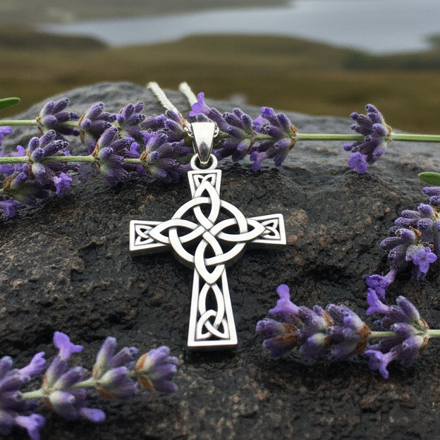 Celtic Cross Necklace, Irish Jewelry, Celtic Jewelry, Quaternary Knot Pendant, Scotland Jewelry, First Communion Gift, Confirmation Gift