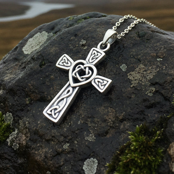 Celtic Cross Necklace, Irish Jewelry, Celtic Jewelry, Celtic Heart Pendant, Scotland Jewelry, First Communion Gift, Girls Confirmation Gift