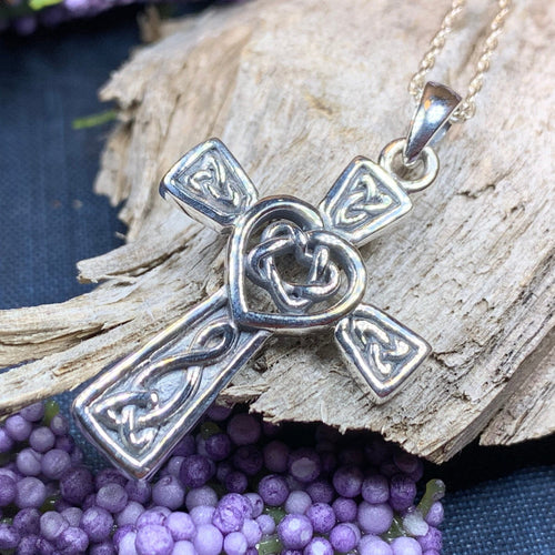 Celtic Cross Necklace, Irish Jewelry, Celtic Jewelry, Celtic Heart Pendant, Scotland Jewelry, First Communion Gift, Girls Confirmation Gift