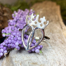 Load image into Gallery viewer, Luckenbooth Ring, Outlander Jewelry, Thistle Ring, Scotland Jewelry, Bridal Jewelry, Amethyst Ring, Heart Ring, Promise Ring, Wife Gift

