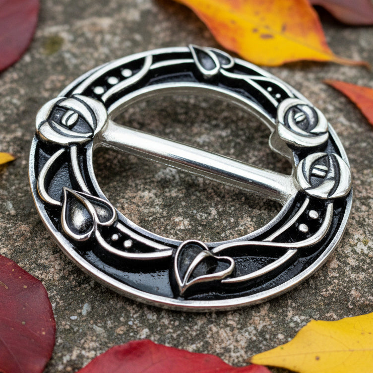 Celtic Roses Scarf Ring, Scotland Jewelry, Mackintosh Jewelry, Flower Jewelry, Celtic Jewelry, Mom Gift, Wife Gift, Celtic Scarf Slide