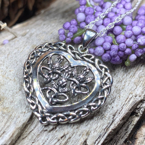 Thistle Necklace, Celtic Jewelry, Scotland Jewelry, Scottish Thistle Necklace, Outlander Jewelry, Nature Necklace, Heart Pendant, Wife Gift