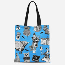 Load image into Gallery viewer, Scottish Tote Bag, Scotland Gift, Scottish Tote Bag, Thistle Gift, Bagpiper Gift, Outlander Gift, Highland Cow Gift, Mom Gift, Sister Gift
