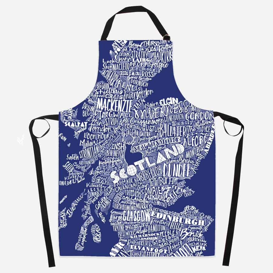 Scotland Map Apron, Scotland Gift, Scottish Apron, Thistle Gift, Bagpiper Gift, Outlander Gift, Highland Cow Gift, Mom Gift, Sister Gift