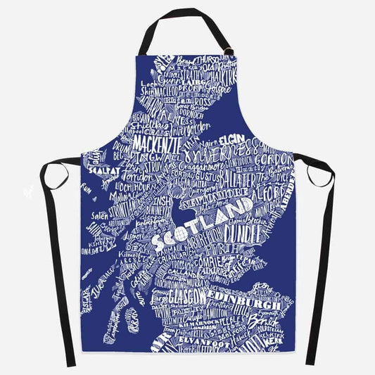 Scotland Map Apron, Scotland Gift, Scottish Apron, Thistle Gift, Bagpiper Gift, Outlander Gift, Highland Cow Gift, Mom Gift, Sister Gift