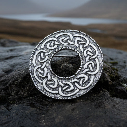 Celtic Brooch, Scotland Jewelry, Celtic Jewelry, Anniversary Gift, Outlander Jewelry, Flower Pin, Penannular Brooch, Irish Pin, Pewter Pin