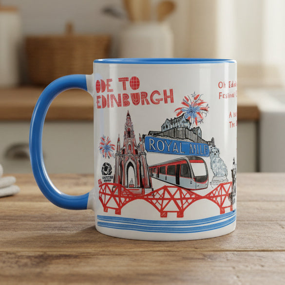 Edinburgh City Mug, Scotland Gift, Scottish Mug, Ceramic Mug, Bagpiper Gift, Outlander Gift, Coffee Mug Gift, Mom Gift, Dad Gift, Wife Gift