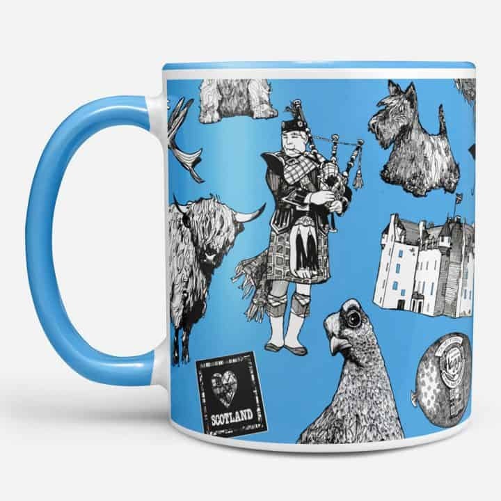 Scotland Love Mug, Scotland Gift, Scottish Mug, Ceramic Mug, Bagpiper Gift, Outlander Gift, Coffee Mug Gift, Mom Gift, Dad Gift, Wife Gift