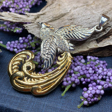 Load image into Gallery viewer, Phoenix Necklace, Celtic Jewelry, Bird Pendant, Firebird Jewelry, Inspirational Gift, Pagan Jewelry, Viking Jewelry, Silver Gothic Jewelry

