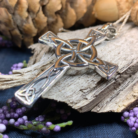 Load image into Gallery viewer, Celtic Cross Necklace, Irish Jewelry, Large Celtic Cross Pendant, First Communion Gift, Confirmation Cross Gift, Religious Jewelry, Dad Gift
