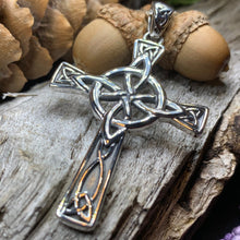 Load image into Gallery viewer, Celtic Cross Necklace, Irish Jewelry, Large Celtic Cross Pendant, First Communion Gift, Confirmation Cross Gift, Religious Jewelry, Dad Gift
