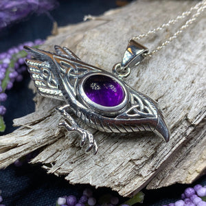 Raven Necklace, Wiccan Jewelry, Crow Pendant, Black Bird Pendant, Bird Jewelry, Pagan Jewelry, Nature Lover, Poe Jewelry, Gothic Necklace