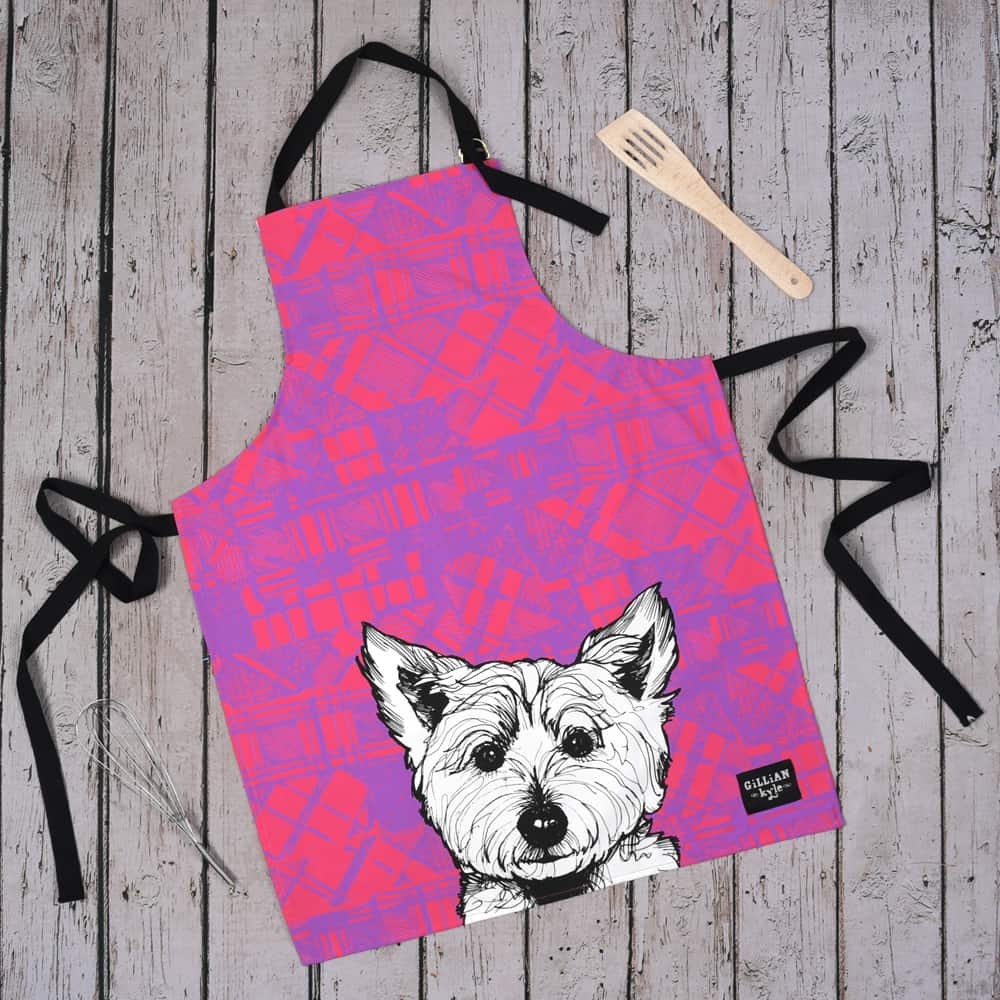 Highland Terrier Apron, Scotland Gift, Scottish Westie Apron, Dog Lover Gift, Outlander Gift, Highland Dog Gift, Mom Gift, Sister Gift