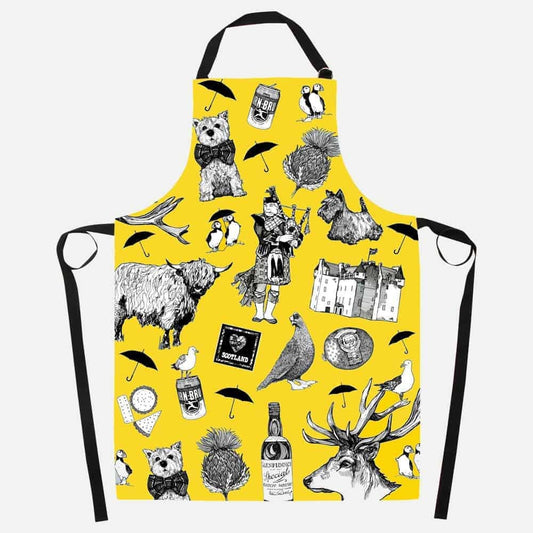 Scotland Love Apron, Scotland Gift, Bagpiper Apron, Thistle Gift, Outlander Gift, Highland Cow Gift, Mom Gift, Sister Gift