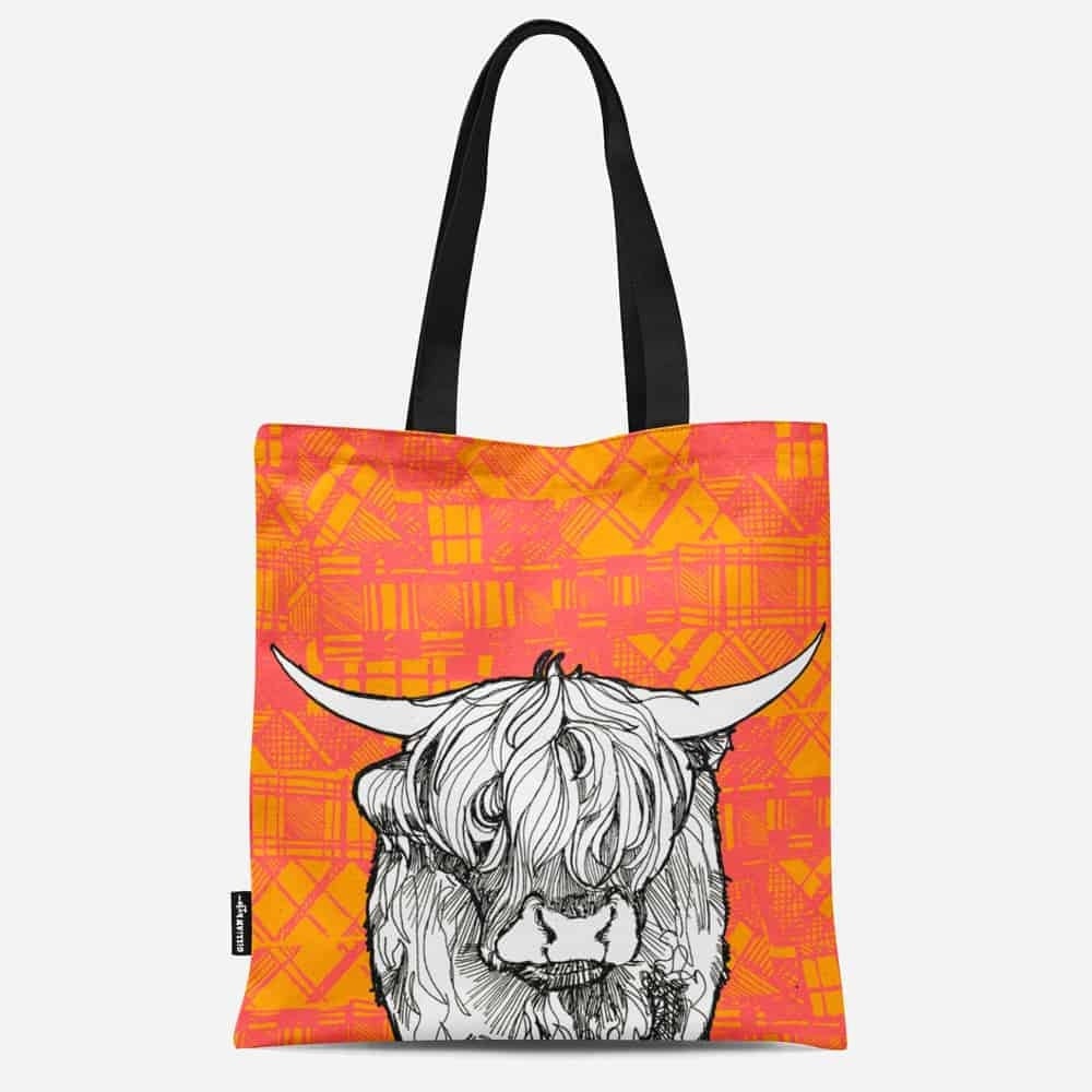 Highland Cow Tote Bag, Scotland Gift, Scottish Tote Bag, Thistle Gift, Bagpiper Gift, Outlander Gift, Highland Coo Gift, Mom Gift