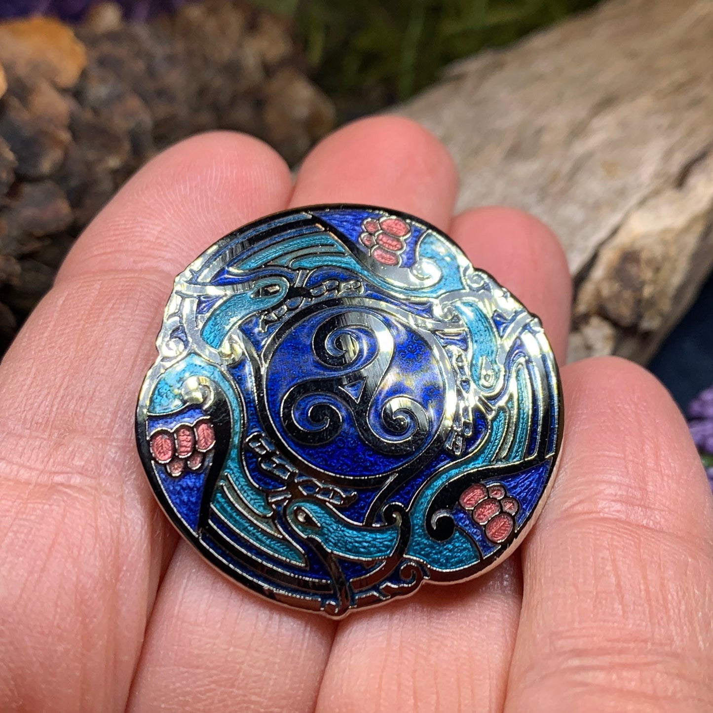 Celtic Birds Brooch, Bird Jewelry, Celtic Pin, Lapel Pin, Enamel Jewelry Gift, Celtic Brooch, Ireland Gift, Irish Pin, Pagan Brooch