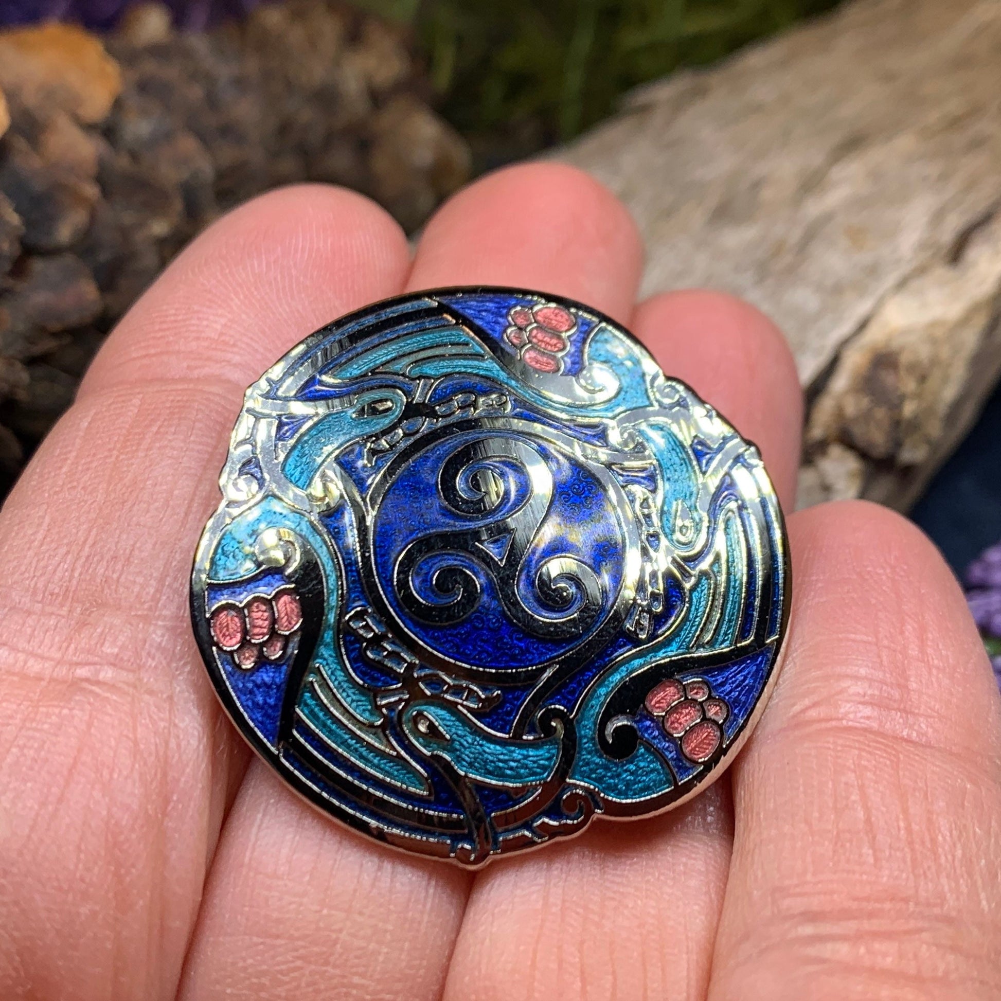 Celtic Birds Brooch, Bird Jewelry, Celtic Pin, Lapel Pin, Enamel Jewelry Gift, Celtic Brooch, Ireland Gift, Irish Pin, Pagan Brooch