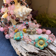 Load image into Gallery viewer, Duneflower Blossom Long Necklace, Hand Knotted Necklace, Handmade Mala Necklace, Boho Necklace, Yoga Jewelry, Beach Necklace, Mom Gift
