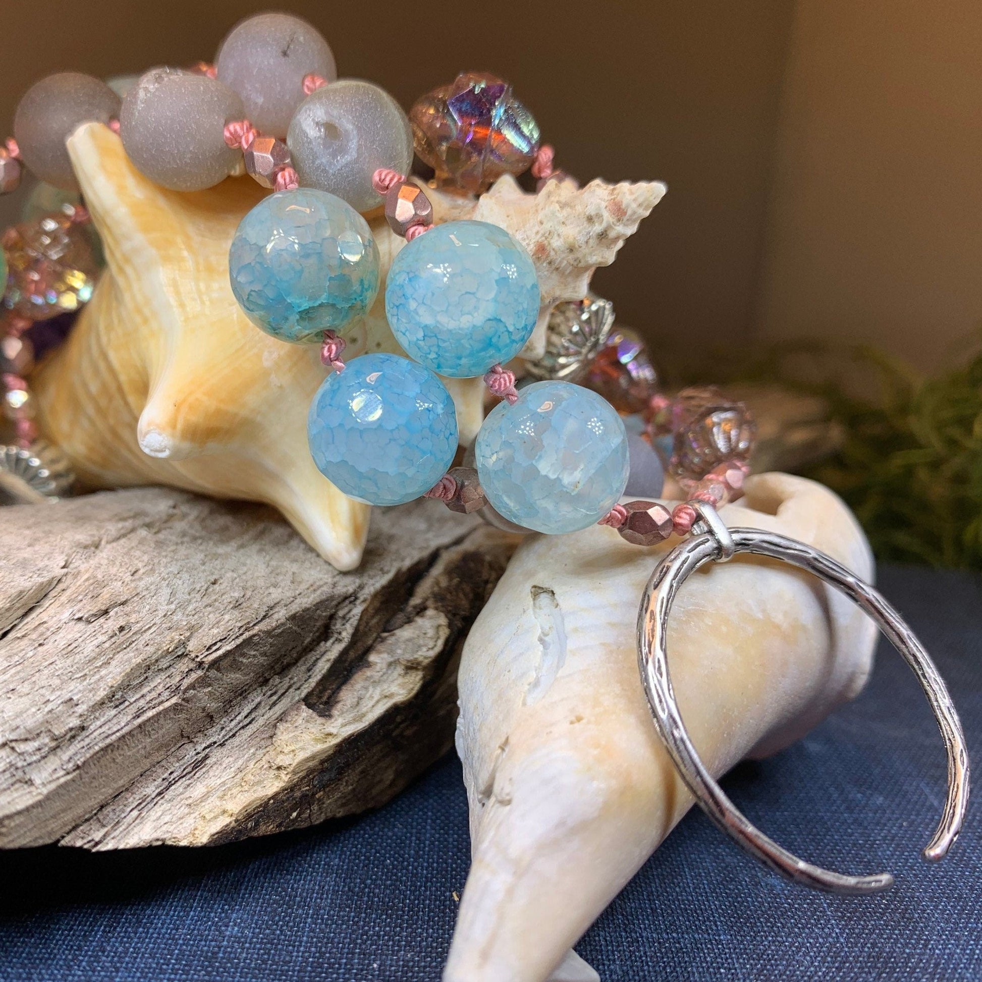 Starfire Moonflower Long Necklace, Hand Knotted Necklace, Handmade Mala Necklace, Boho Necklace, Yoga Jewelry, Art Deco Necklace, Mom Gift