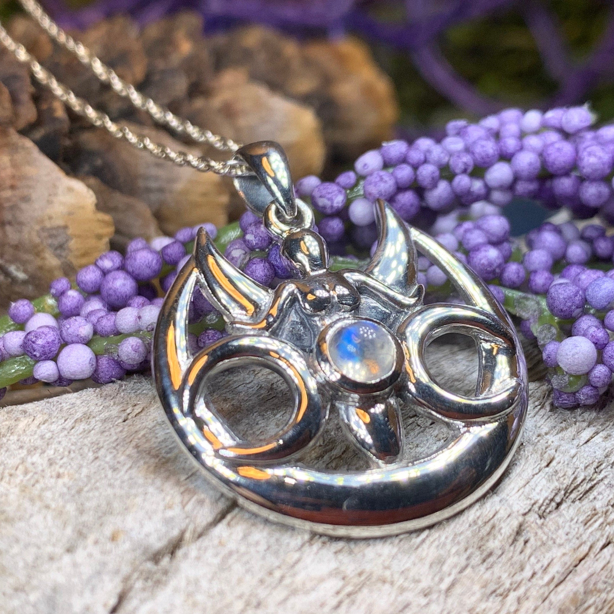 Keilia Triple Moon Goddess Necklace - Main Image