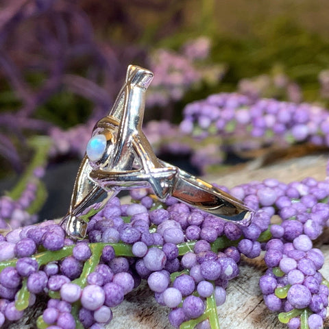Load image into Gallery viewer, Saint Brigid's Cross Ring, Irish Ring, Celtic Cross Ring, Boho Ring, Ireland Jewelry, Celtic Jewelry, Wiccan Ring, Boho Moonstone Ring
